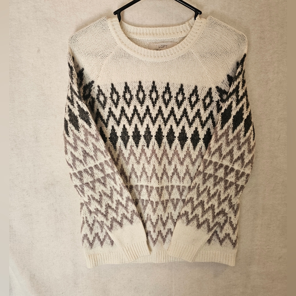 Loft Women's Pattern Wool Blend Pullover Sweater Size Small